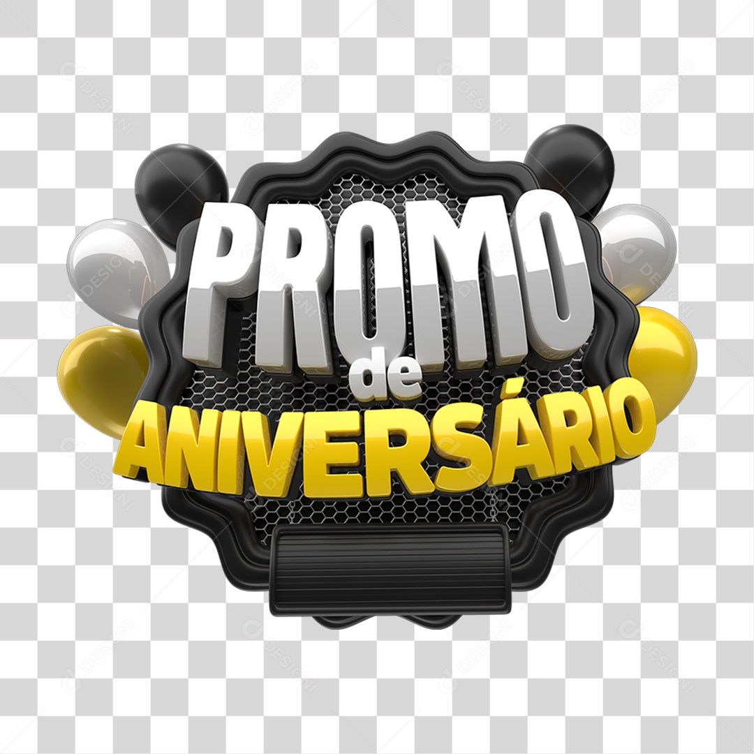 Selo 3D Promoção de Aniversario para Composição PNG Transparente