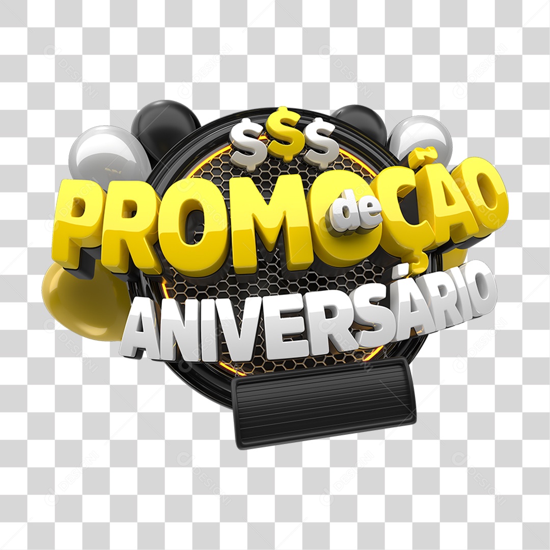 Selo 3D Promoção de Aniversario para Composição PNG Transparente