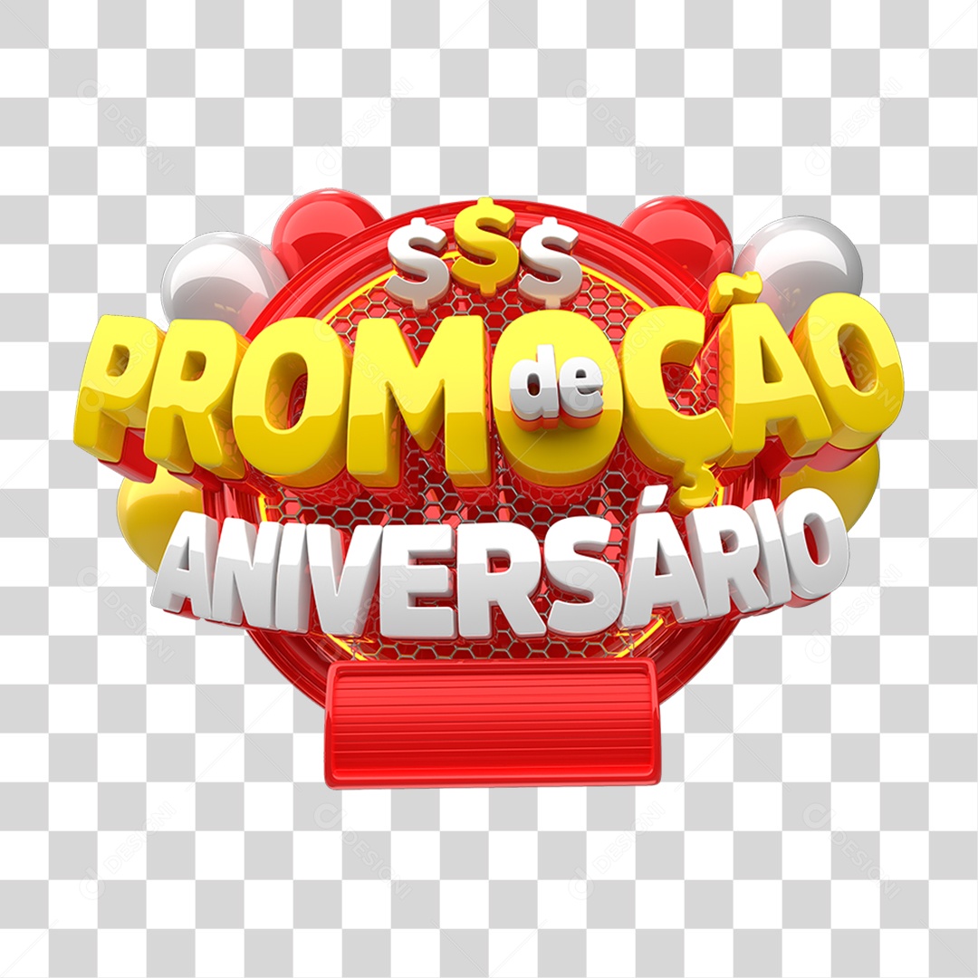 Selo 3D Promoção de Aniversario para Composição PNG Transparente