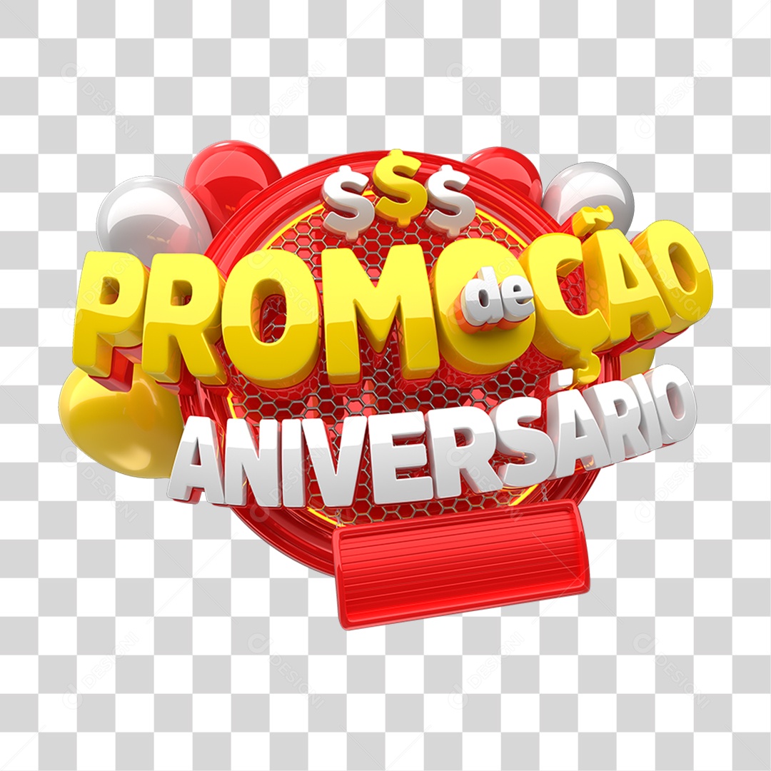 Selo 3D Promoção de Aniversario para Composição PNG Transparente