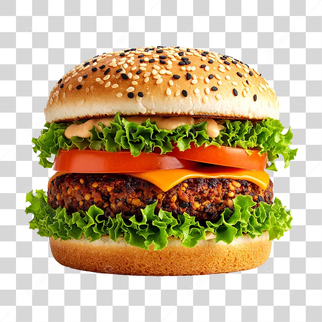 Hambúrguer Lanche Sanduiche Vegano PNG Transparente