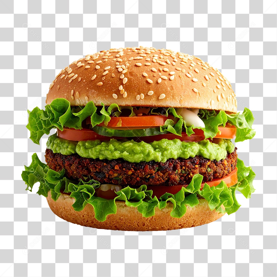 Hambúrguer Lanche Sanduiche Vegano PNG Transparente