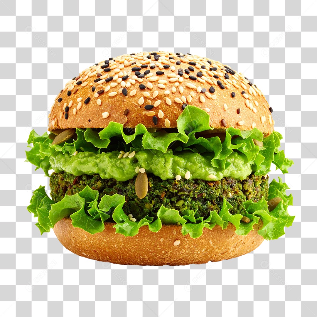 Hambúrguer Lanche Sanduiche Vegano PNG Transparente