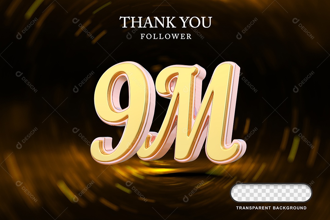 Elemento 3D 9M Amarelo para Composição PSD Editável