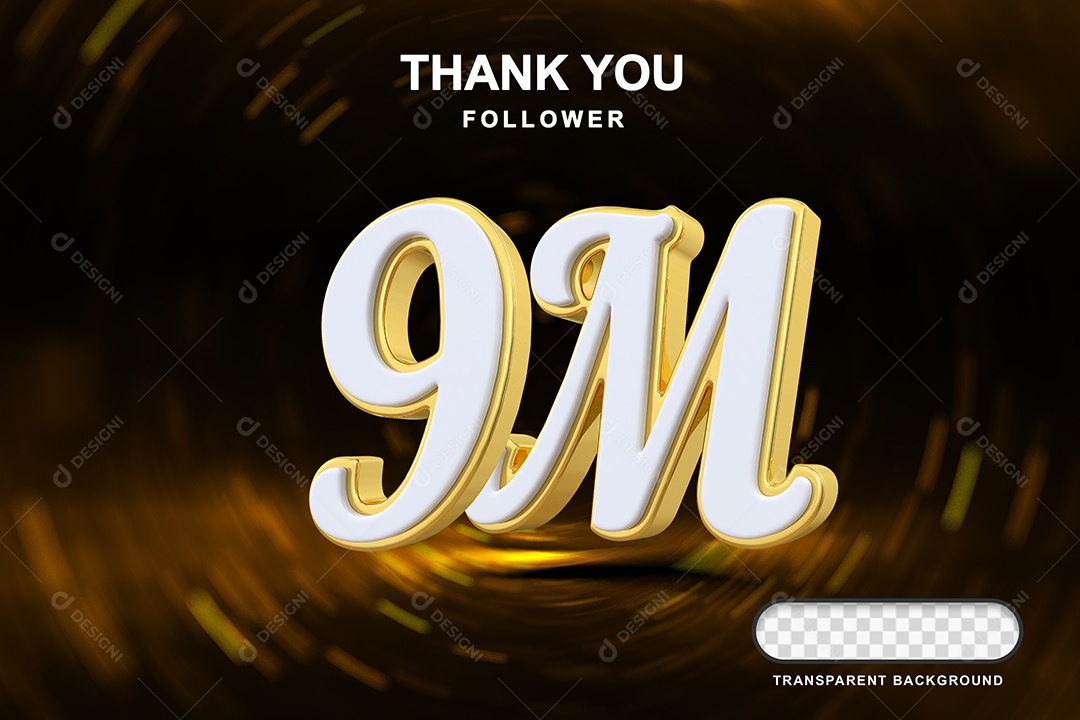 Elemento 3D 9M Branco para Composição PSD Editável