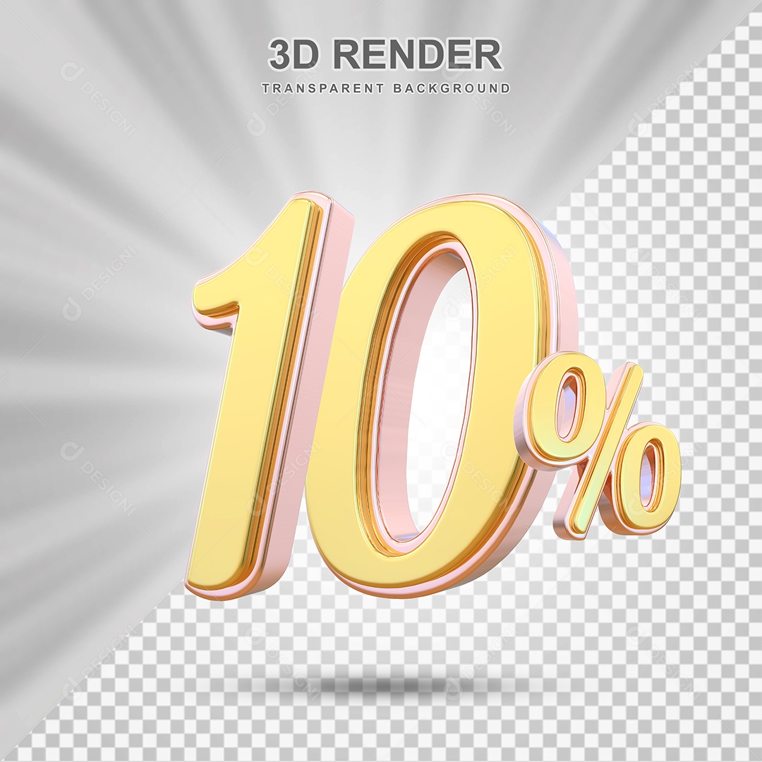 Elemento 3D 10% Amarelo para Composição PSD Editável