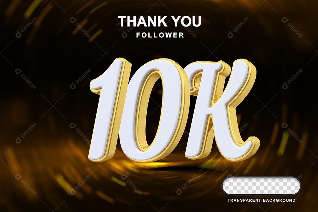 Elemento 3D 10K Branco para Composição PSD Editável