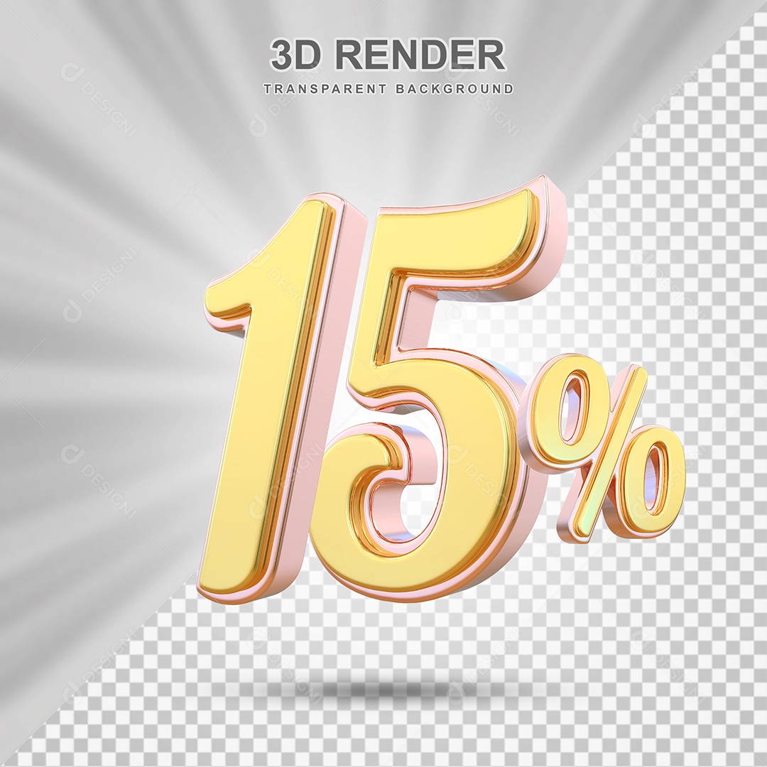 Elemento 3D 15% Amarelo para Composição PSD Editável