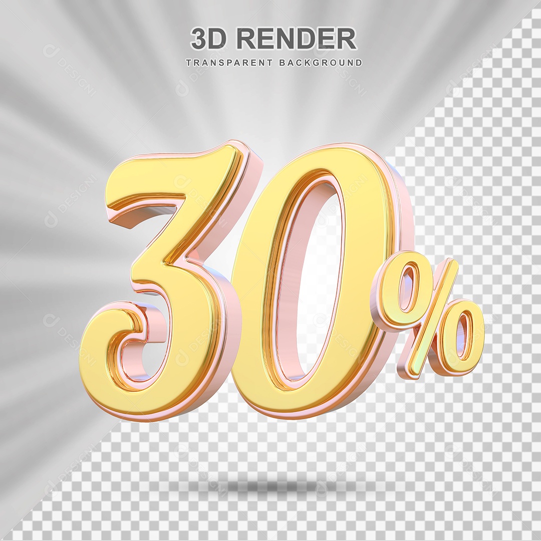 Elemento 3D 30% Amarelo para Composição PSD Editável