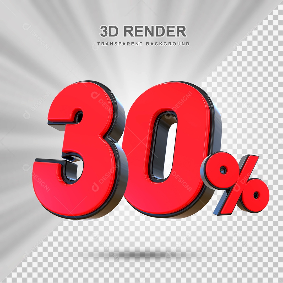 Elemento 3D 30% Vermelho para Composição PSD Editável