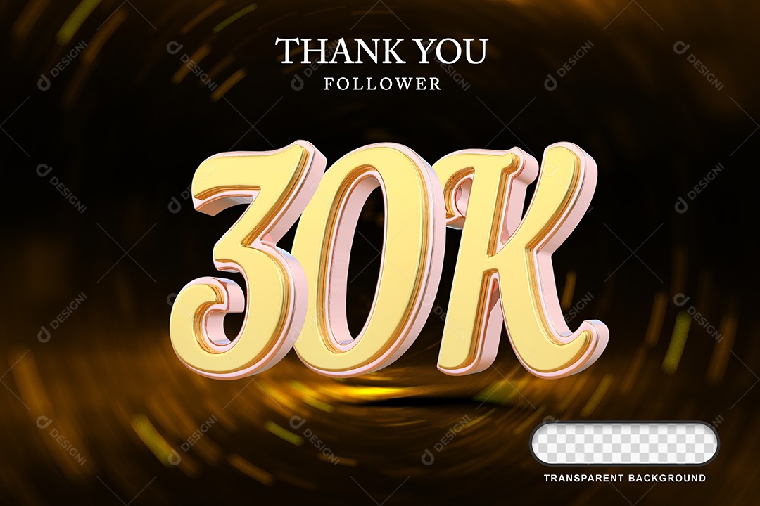 Elemento 3D 30K Amarelo para Composição PSD Editável