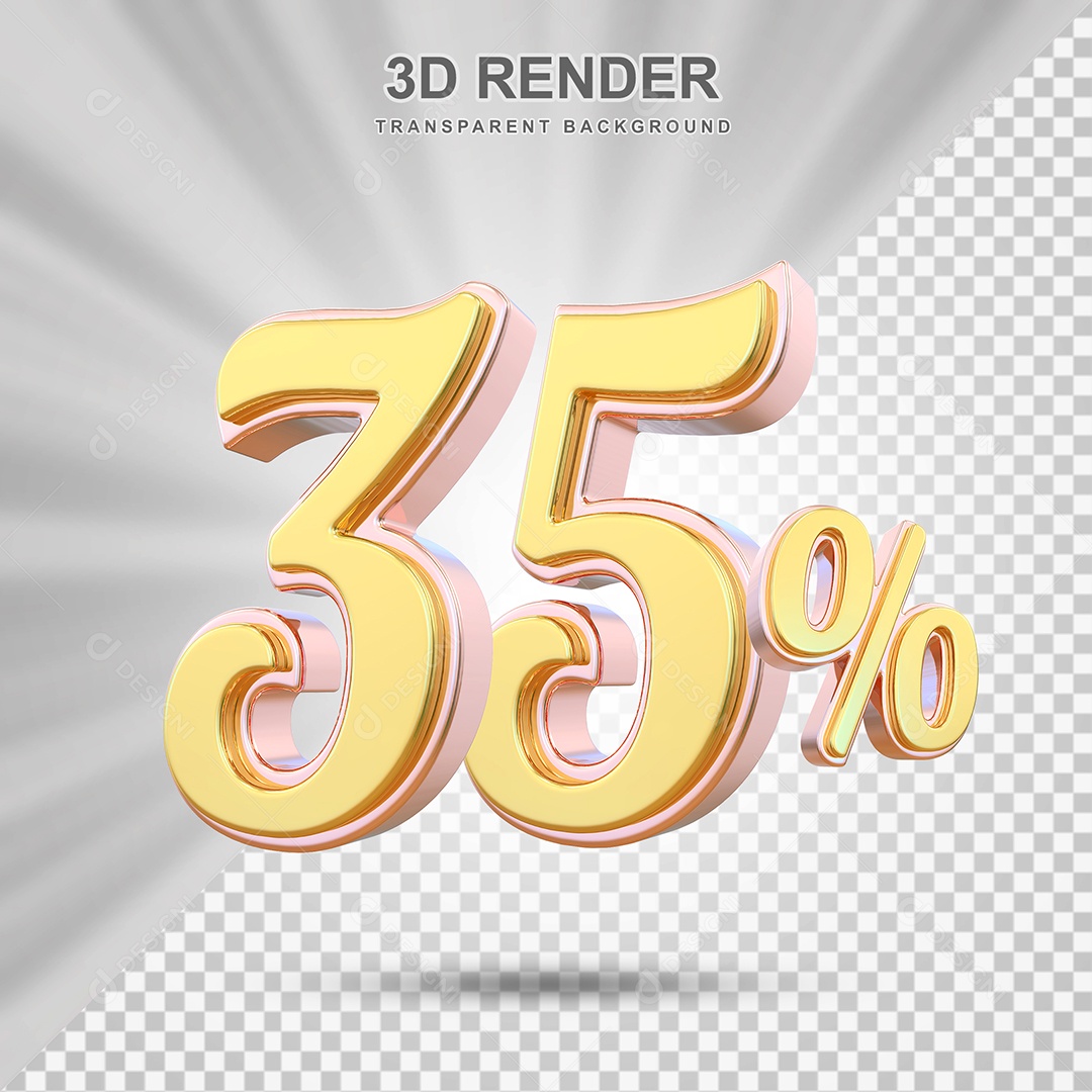Elemento 3D 35% Amarelo para Composição PSD Editável