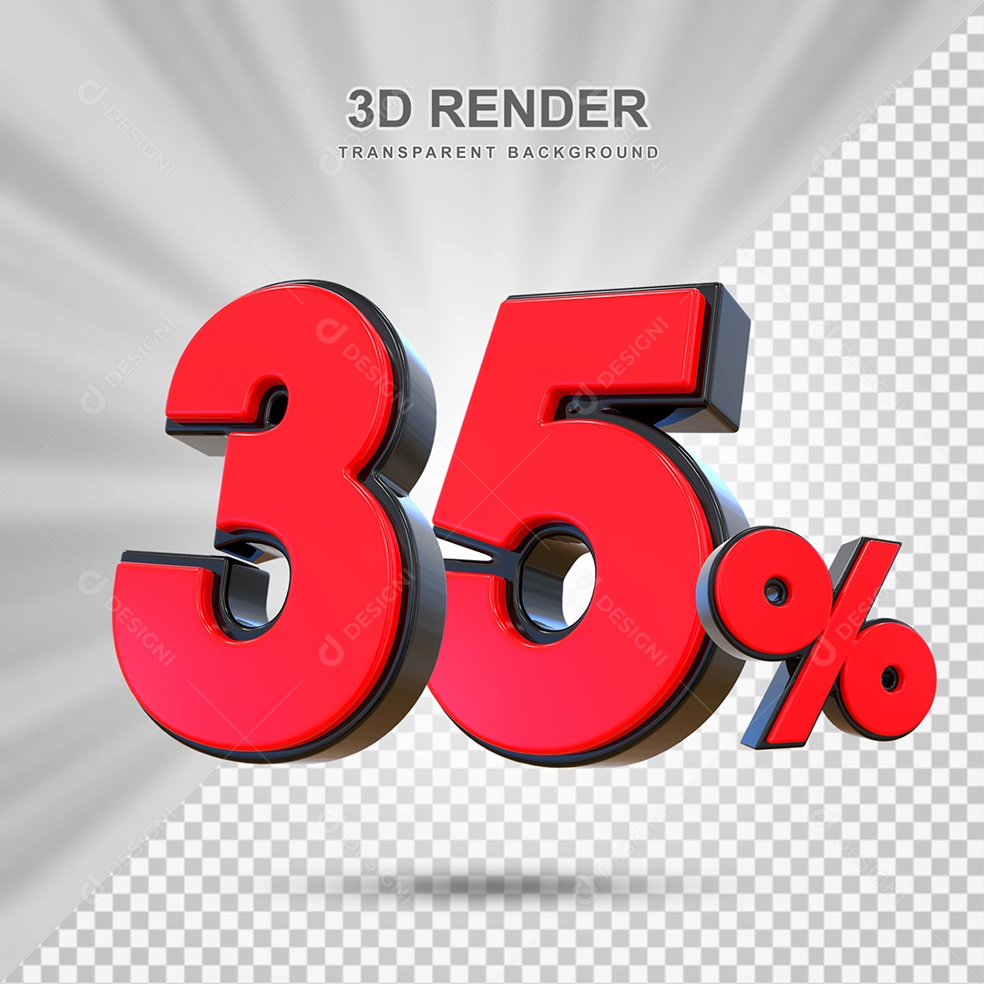 Elemento 3D 35% Vermelho para Composição PSD Editável