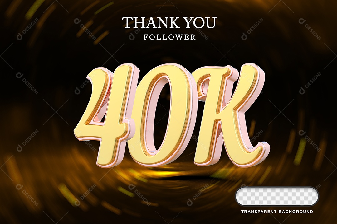 Elemento 3D 40K Amarelo para Composição PSD Editável