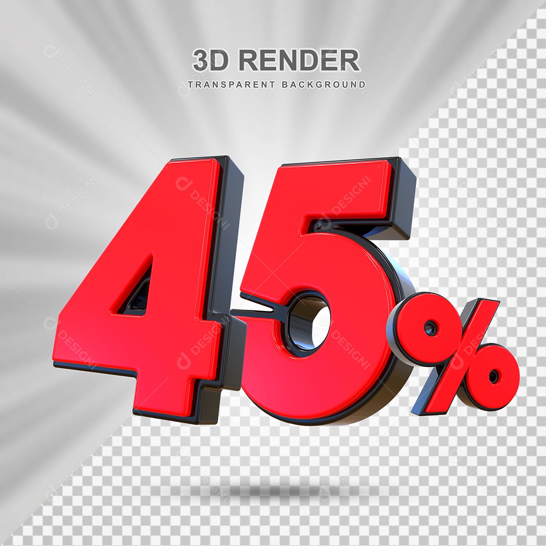Elemento 3D 45% Vermelho para Composição PSD Editável