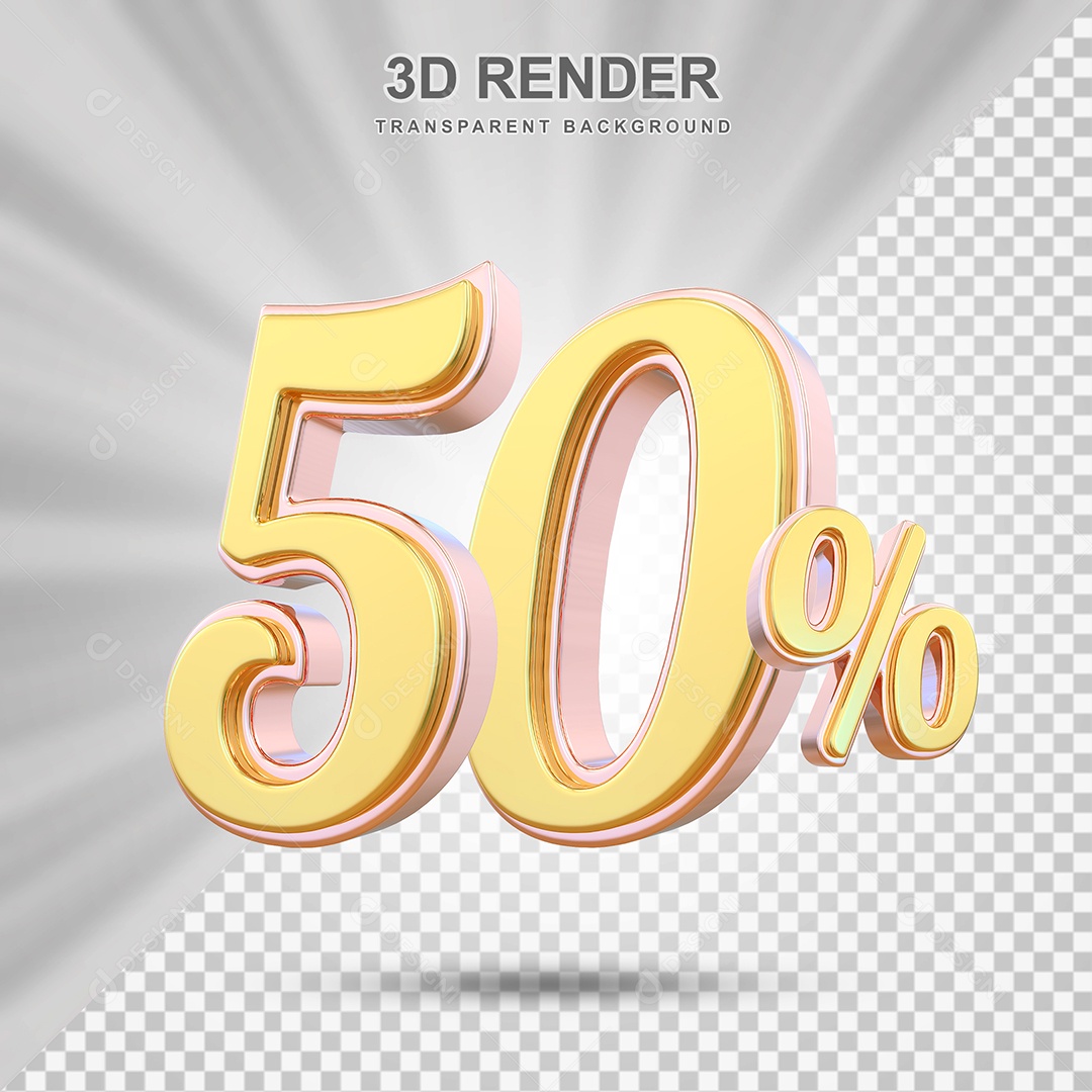 Elemento 3D 50% Amarelo para Composição PSD Editável