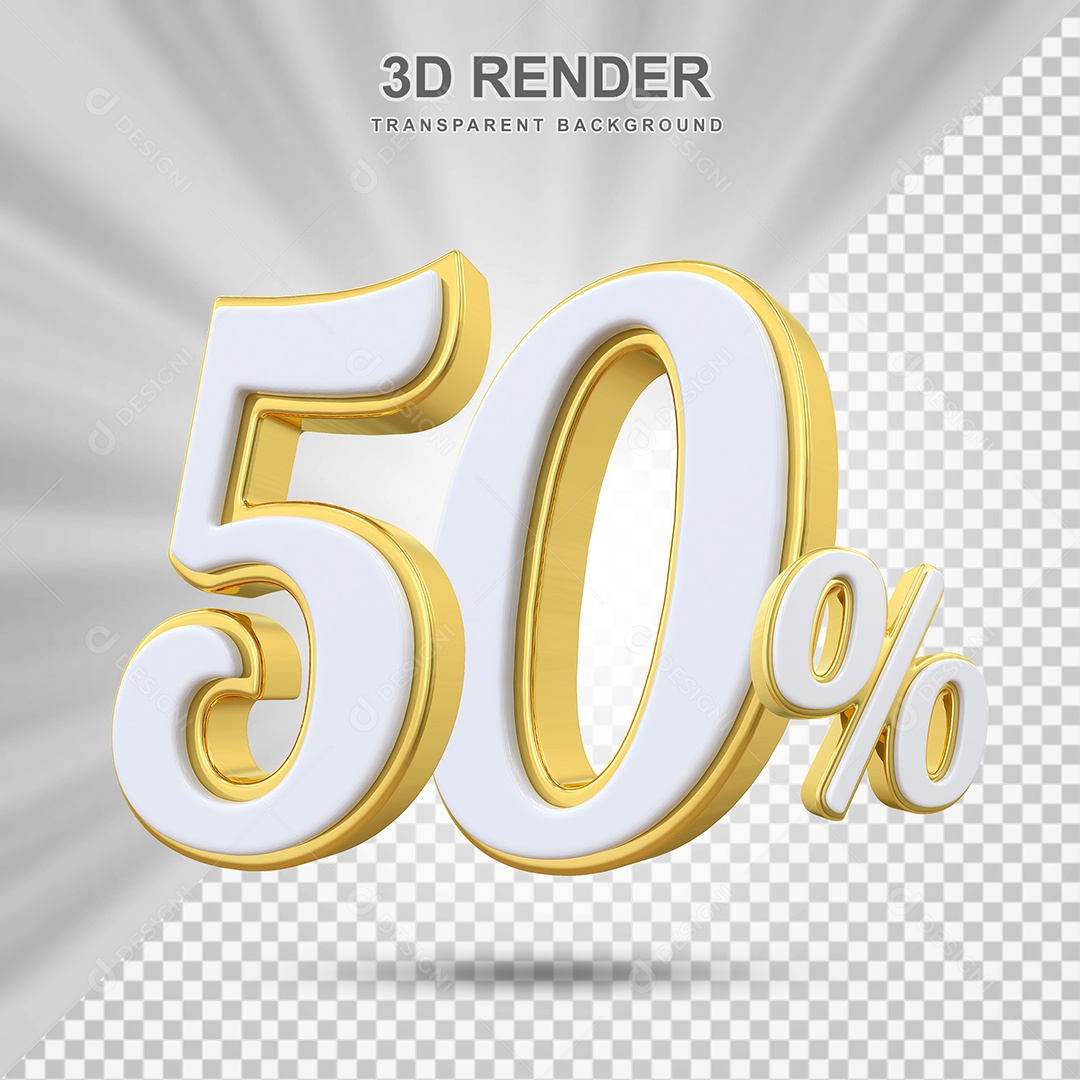 Elemento 3D 50% Branco e Amarelo para Composição PSD Editável