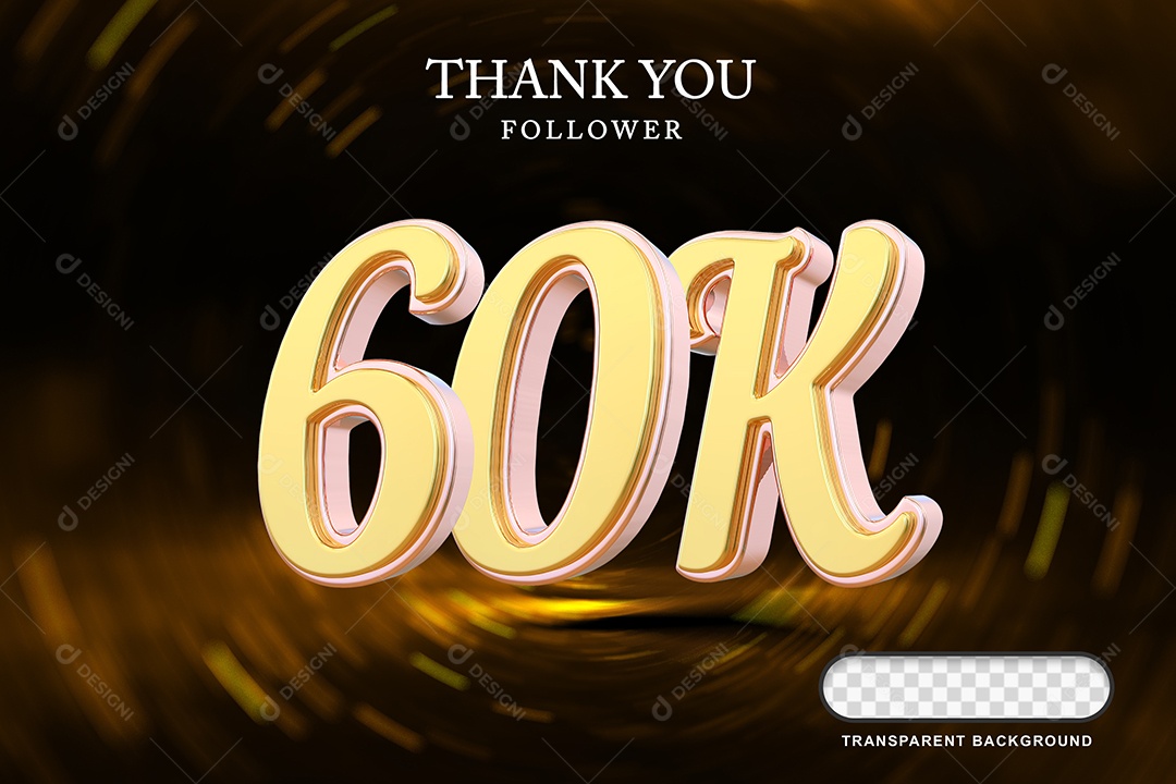 Elemento 3D 60K Amarelo para Composição PSD Editável