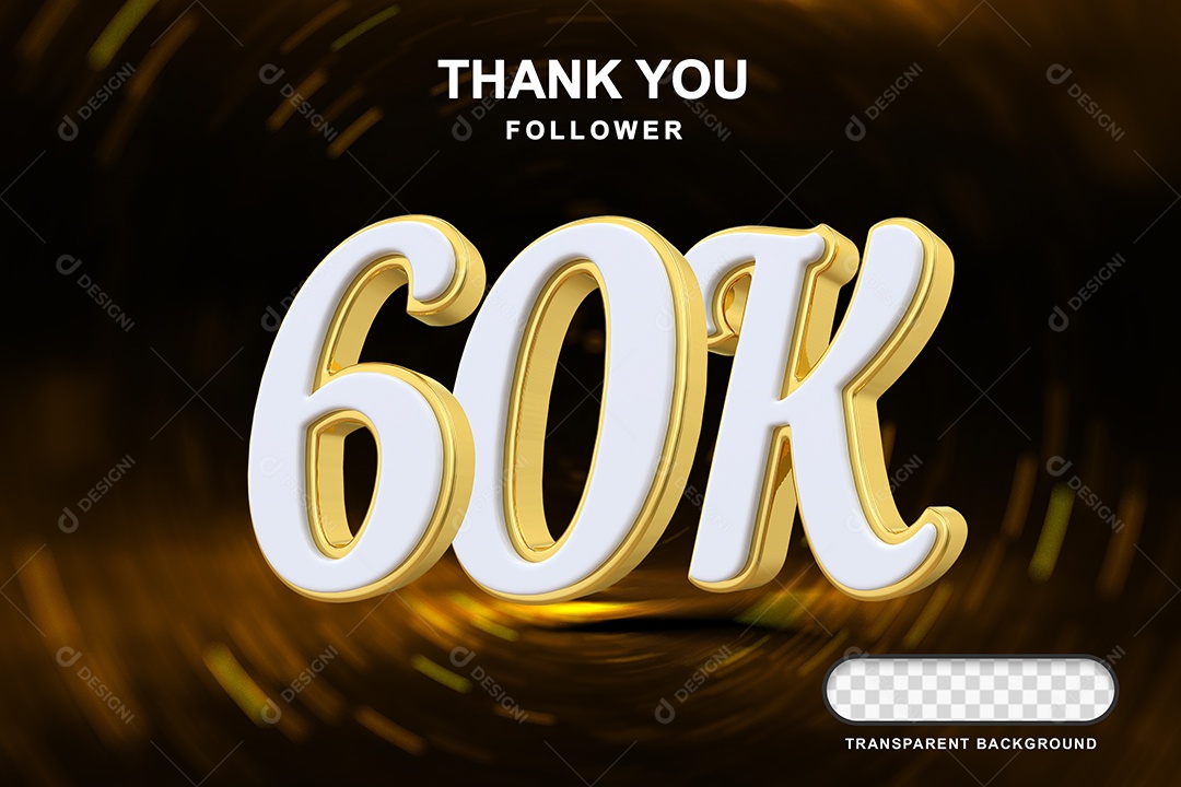 Elemento 3D 60K Branco para Composição PSD Editável