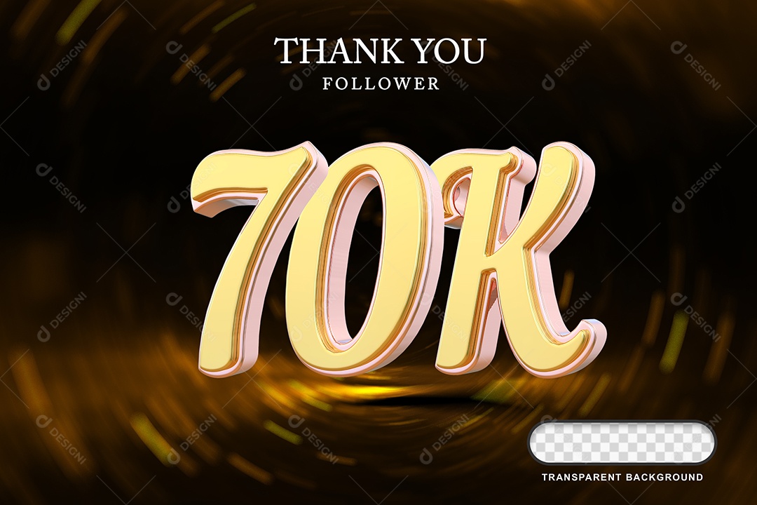 Elemento 3D 70K Amarelo para Composição PSD Editável