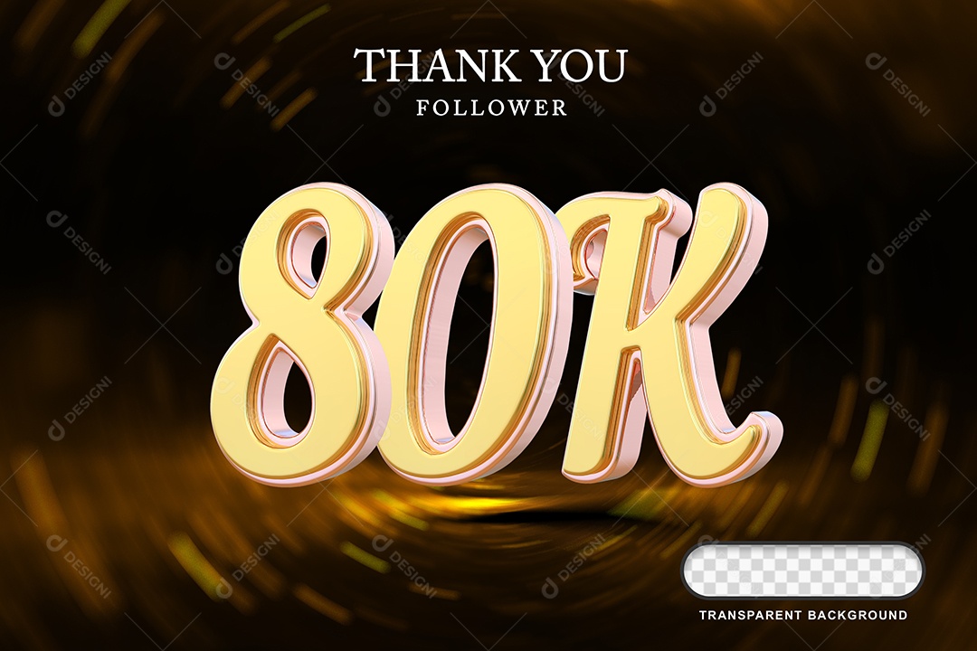 Elemento 3D 80K Amarelo para Composição PSD Editável