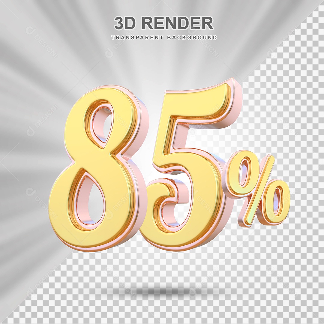 Elemento 3D 85% Amarelo para Composição PSD Editável
