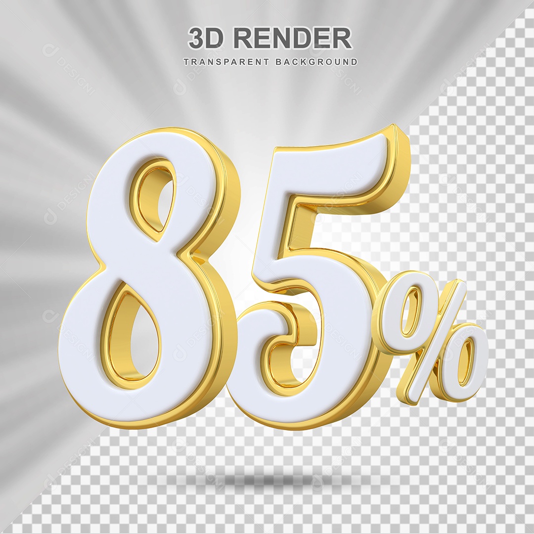 Elemento 3D 85% Branco e Amarelo para Composição PSD Editável