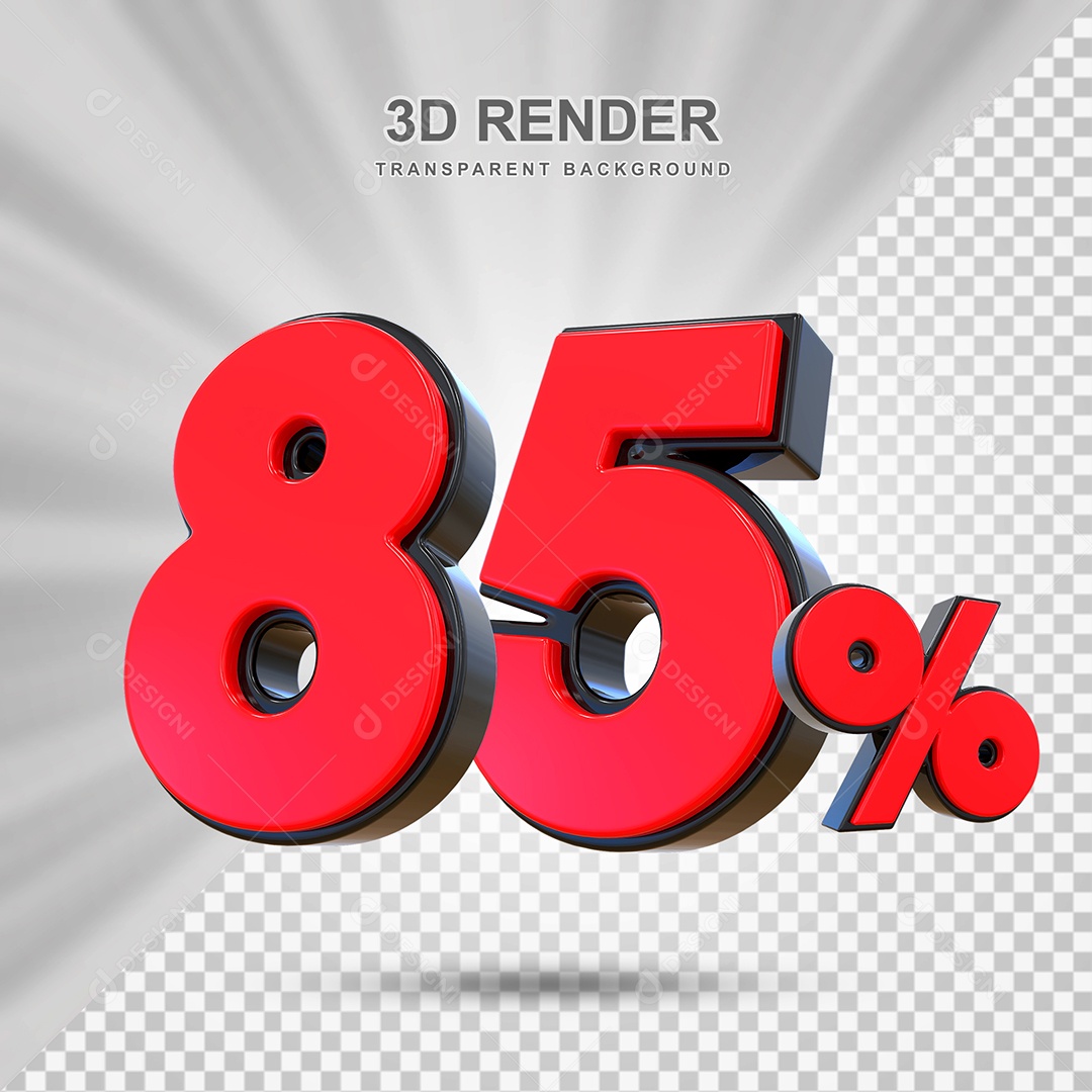 Elemento 3D 85% Vermelho para Composição PSD Editável