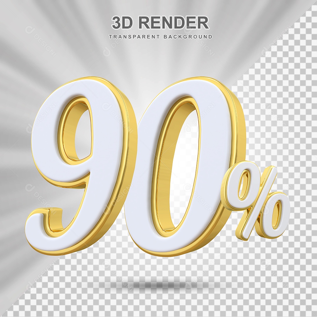 Elemento 3D 90% Branco e Amarelo para Composição PSD Editável