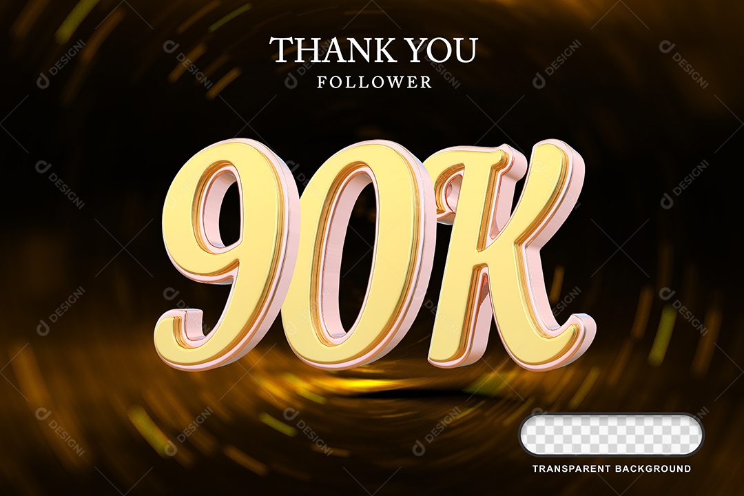 Elemento 3D 90K Amarelo para Composição PSD Editável