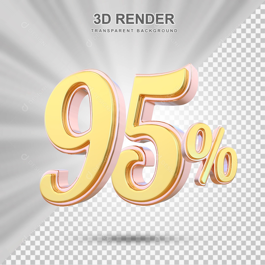 Elemento 3D 95% Amarelo para Composição PSD Editável