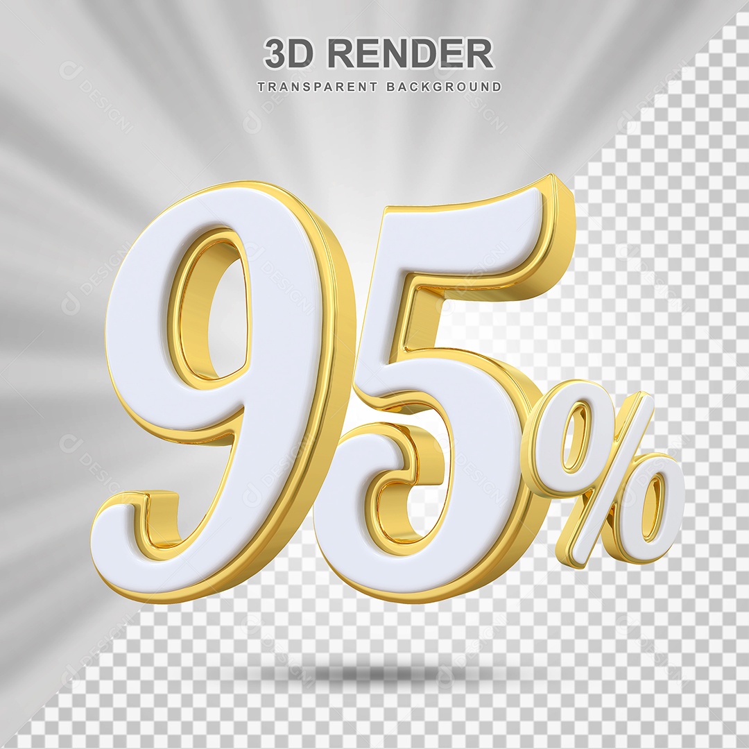 Elemento 3D 95% Branco e Amarelo para Composição PSD Editável