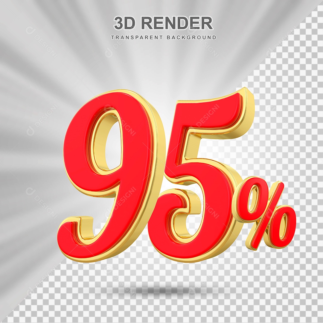 Elemento 3D 95% Vermelho com Amarelo para Composição PSD Editável