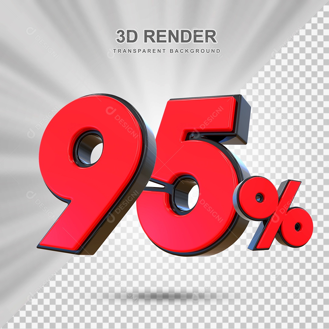 Elemento 3D 95% Vermelho para Composição PSD Editável