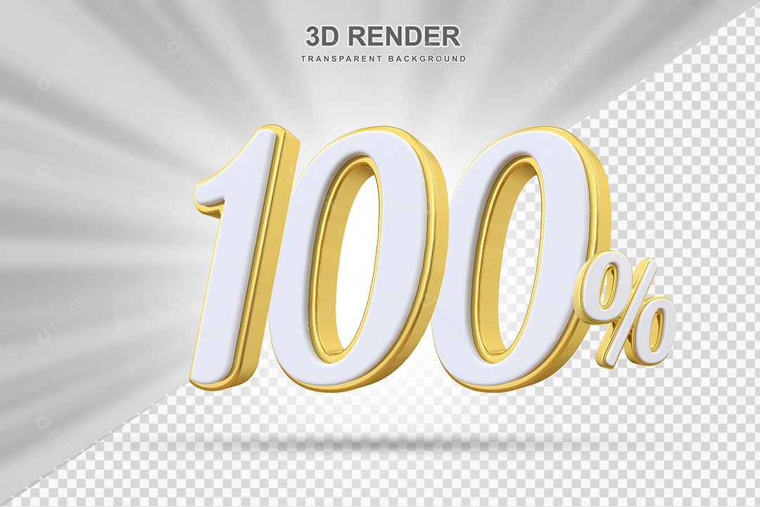 Elemento 3D 100% Branco e Amarelo para Composição PSD Editável