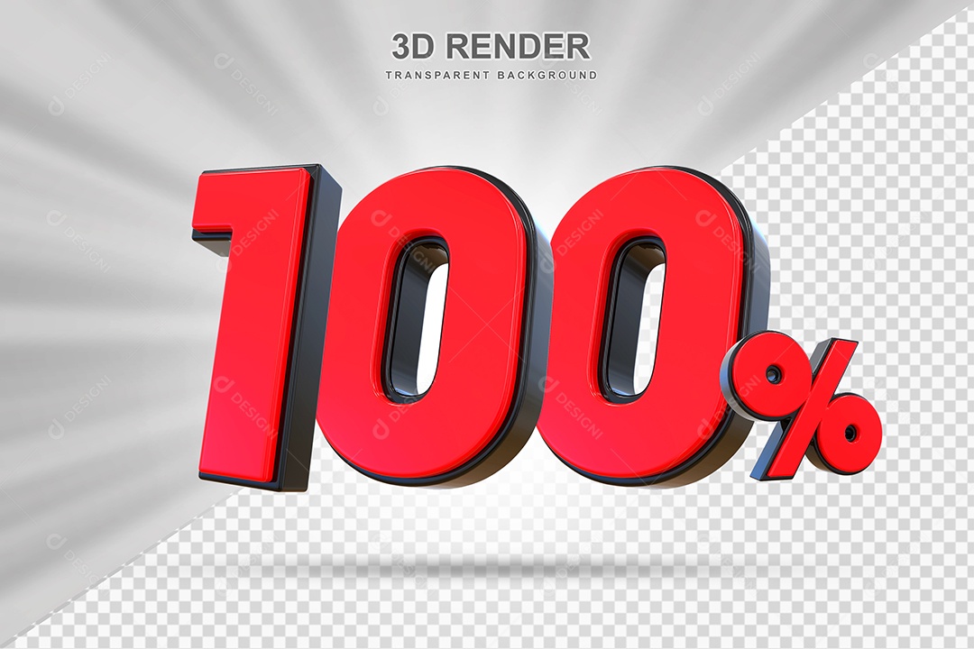 Elemento 3D 100% Vermelho para Composição PSD Editável
