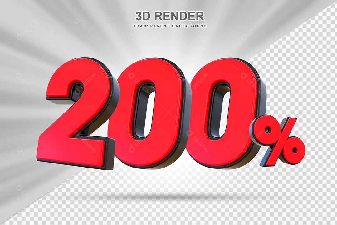 Elemento 3D 200% Vermelho para Composição PSD Editável