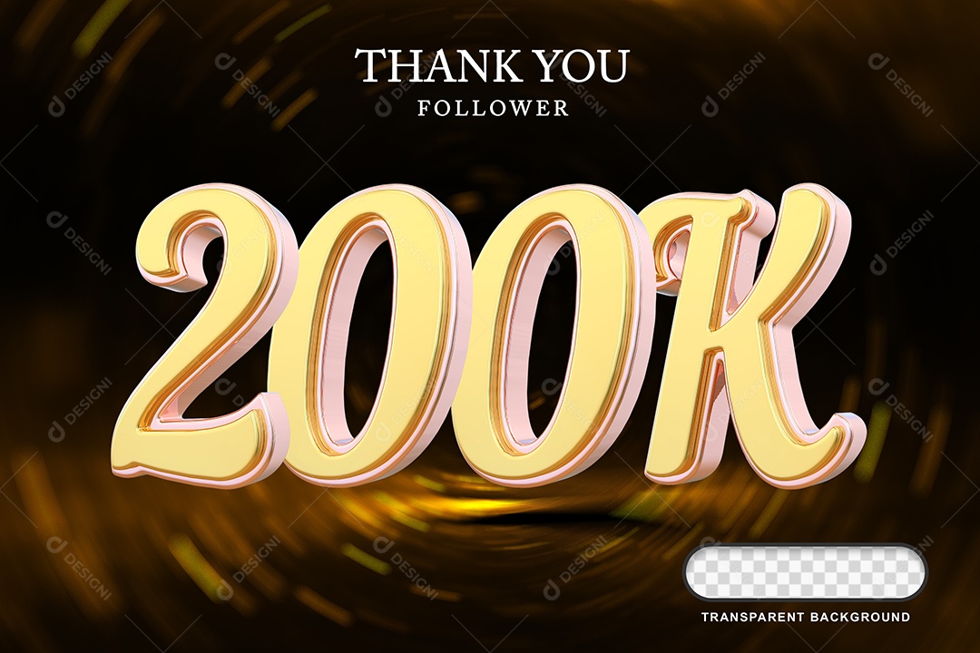 Elemento 3D 200K Amarelo para Composição PSD Editável