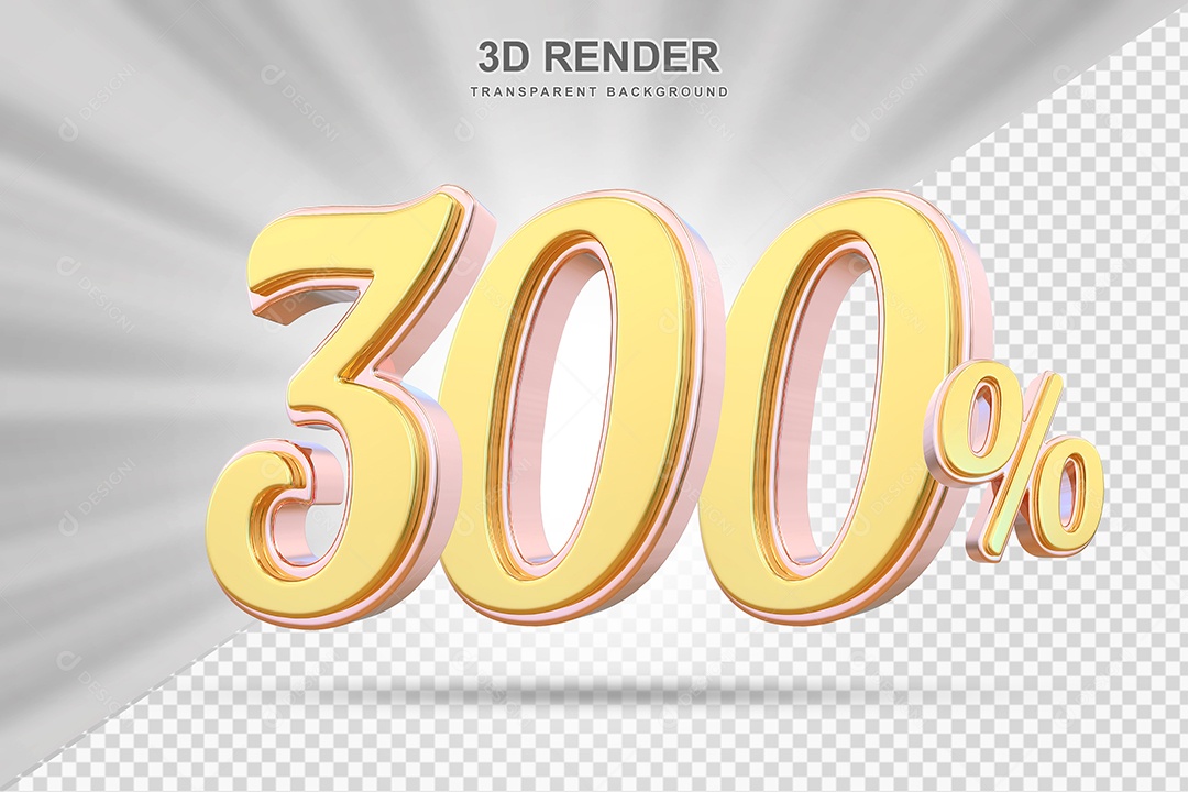 Elemento 3D 300% Amarelo para Composição PSD Editável