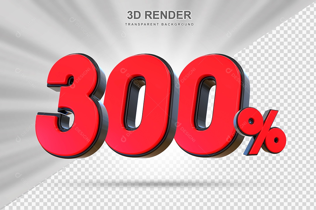Elemento 3D 300% Vermelho para Composição PSD Editável