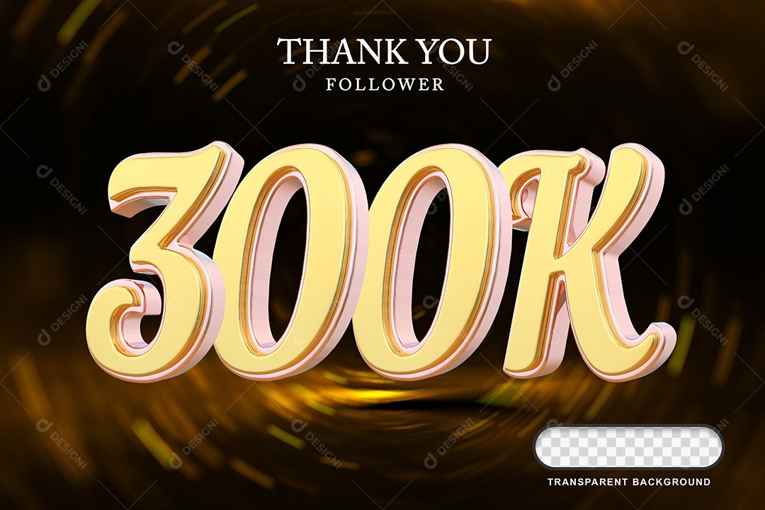 Elemento 3D 300K Amarelo para Composição PSD Editável