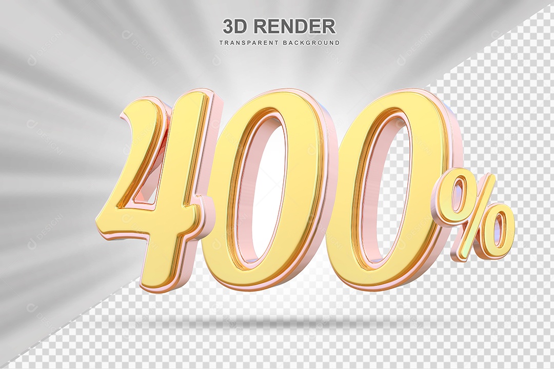 Elemento 3D 400% Amarelo para Composição PSD Editável