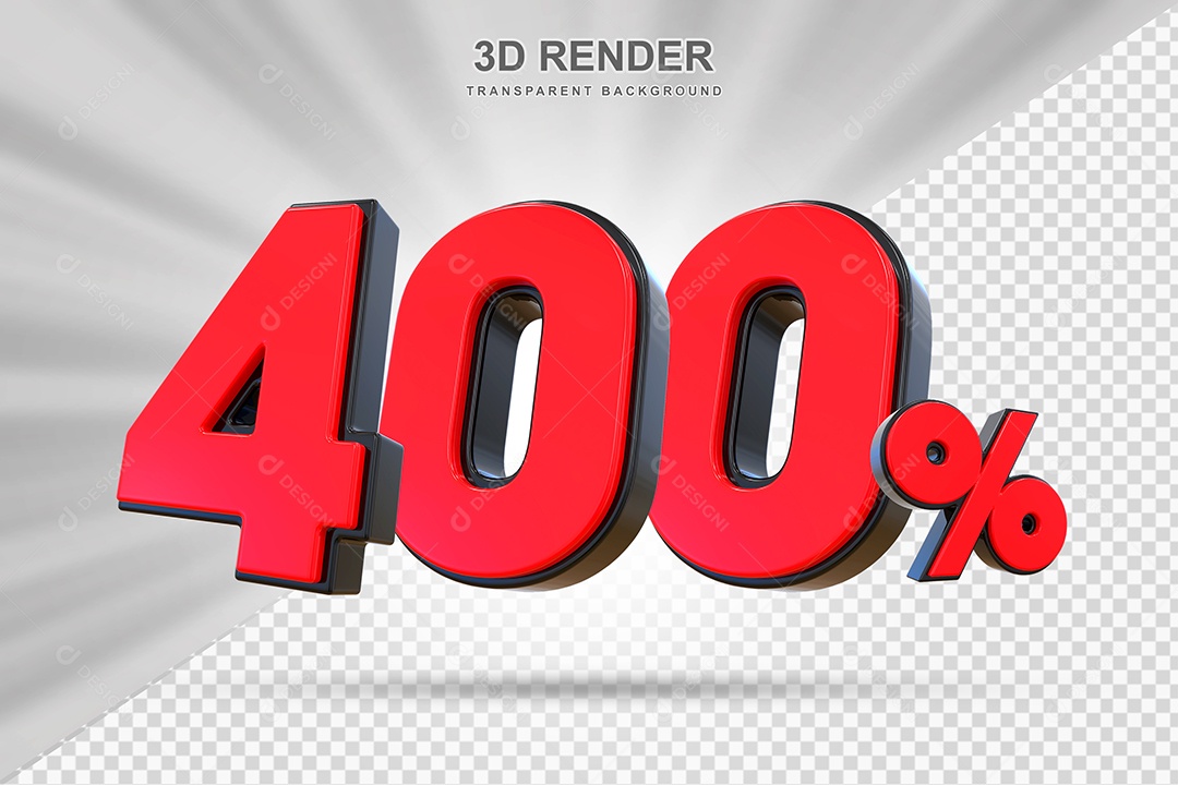 Elemento 3D 400% Vermelho para Composição PSD Editável