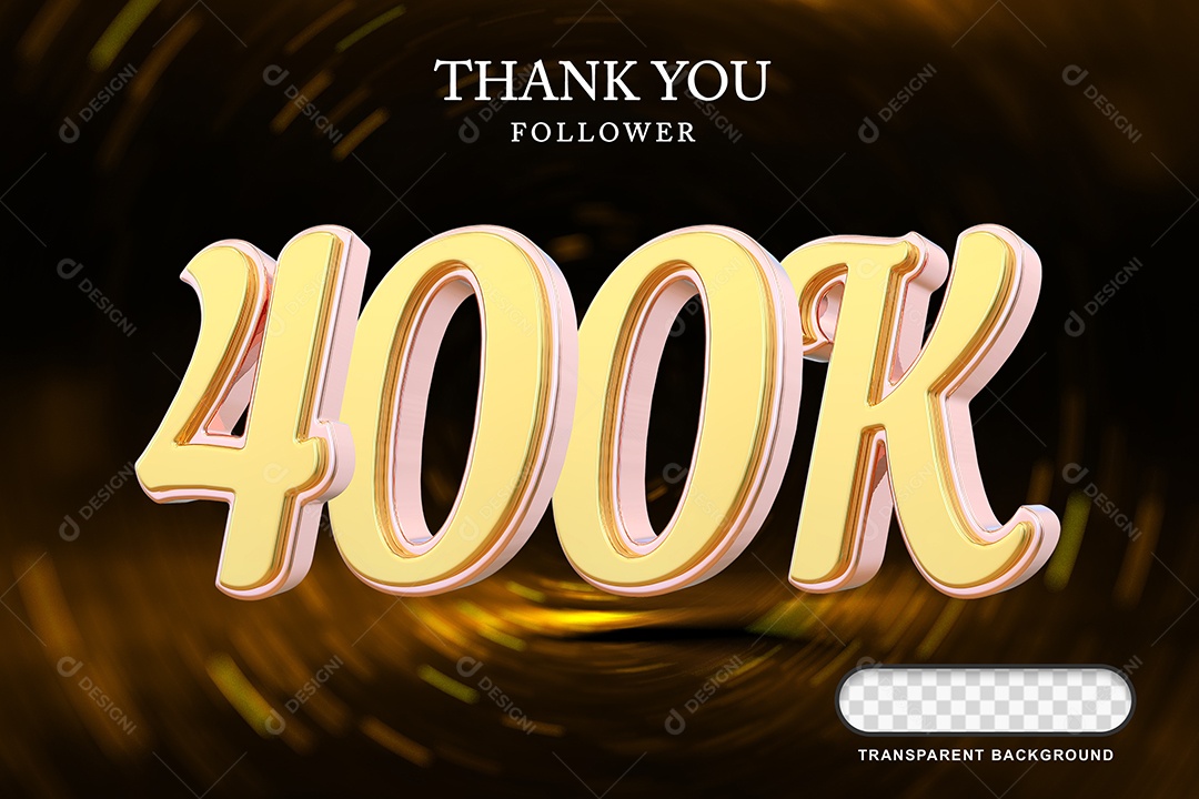 Elemento 3D 400K Amarelo para Composição PSD Editável