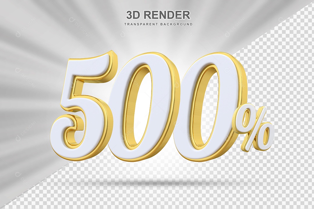 Elemento 3D 500% Branco e Amarelo para Composição PSD Editável