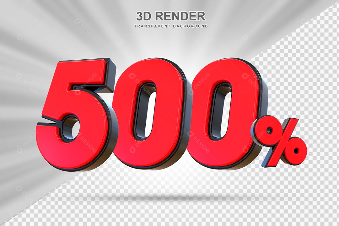 Elemento 3D 500% Vermelho para Composição PSD Editável