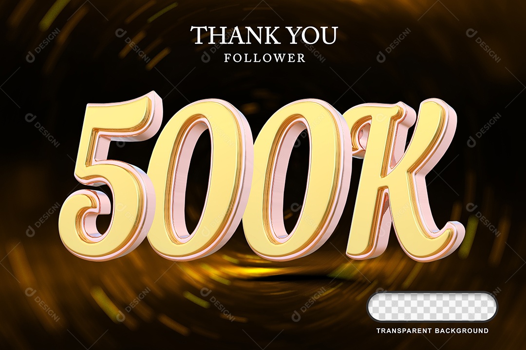 Elemento 3D 500K Amarelo para Composição PSD Editável