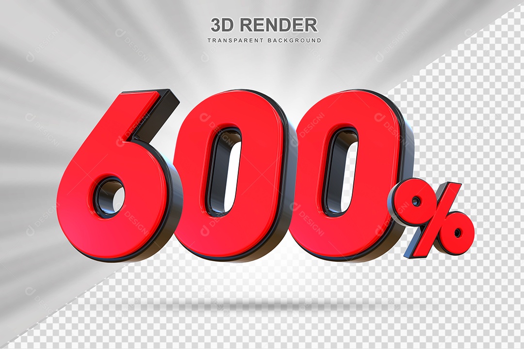 Elemento 3D 600% Vermelho para Composição PSD Editável