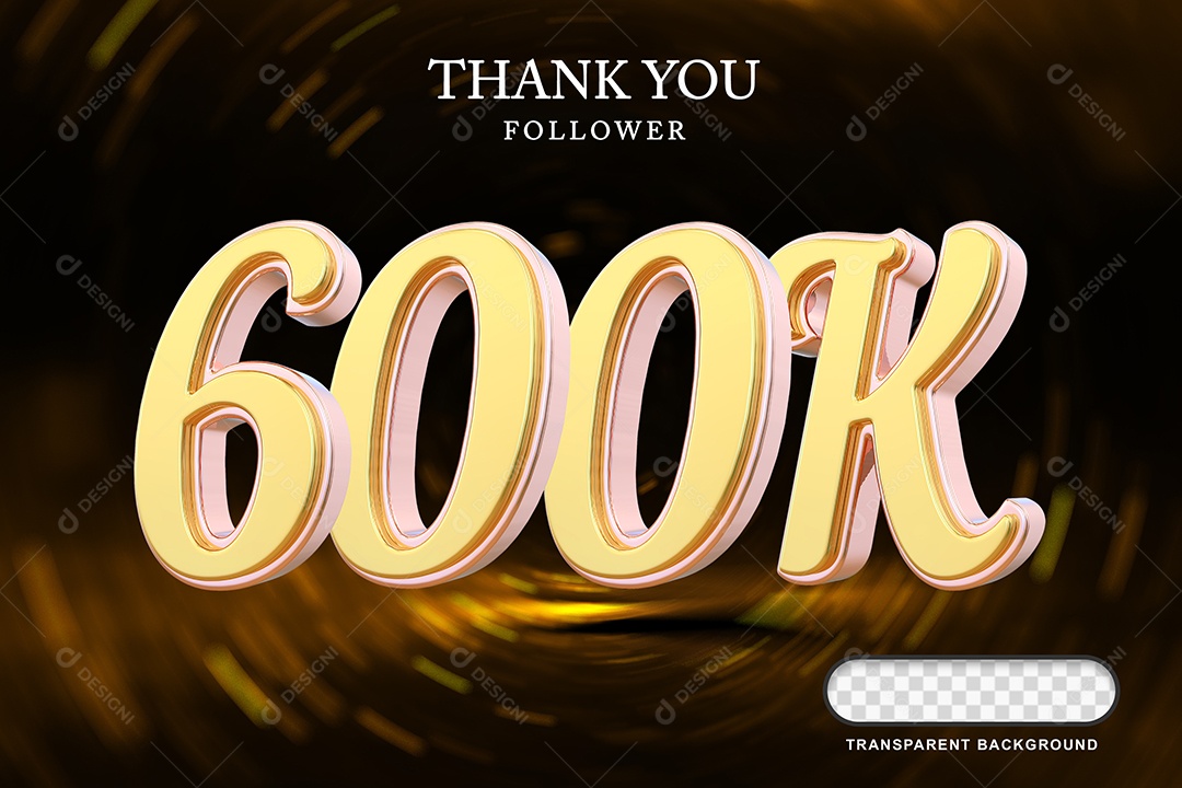 Elemento 3D 600K Amarelo para Composição PSD Editável