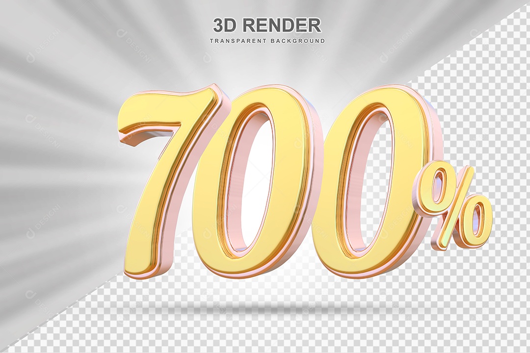 Elemento 3D 700% Amarelo para Composição PSD Editável